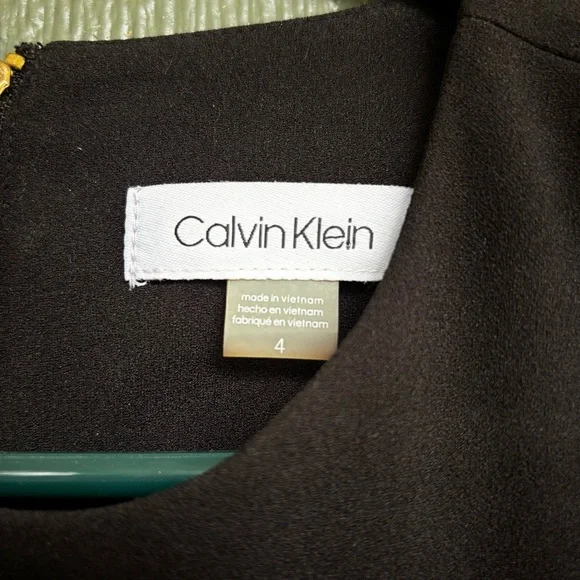 Calvin Klein Black Bodycon Dress | Size 4 | Sleek, Sculpted, Gold Zip Detail - Picture 9 of 10